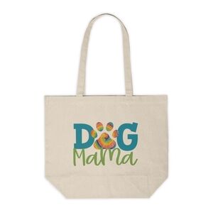 Tie Dye Paw Print Dog Mama Custom Canvas Tote Bag
